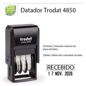 Carimbo Datador Automático com placa de texto Trodat 4850 – 25x5mm